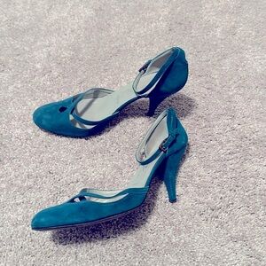 Sigerson Morrison- Made in Italy - Teal Suede Heels - 7.5